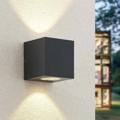 Arcchio utendørs LED-vegglampe Tassnim, 12 cm, antrasitt, IP65