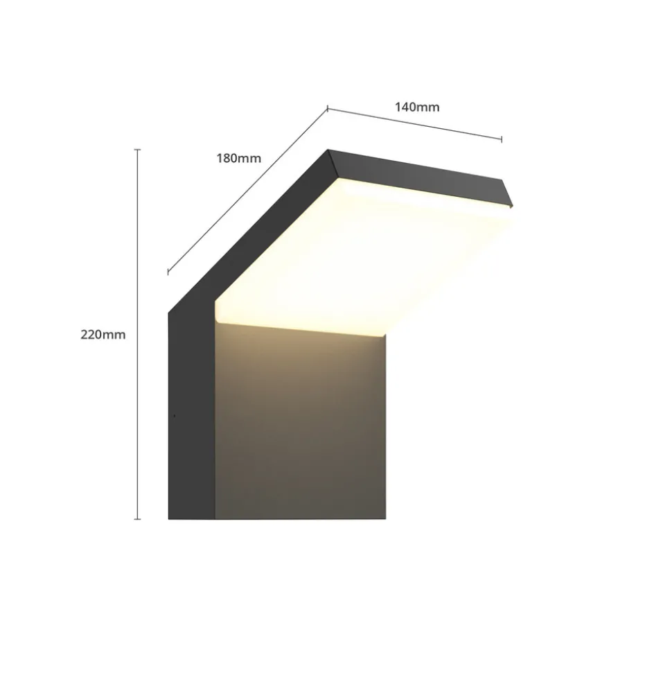 Arcchio utendørs LED-vegglampe Yolena, antrasitt, aluminium, 21 cm