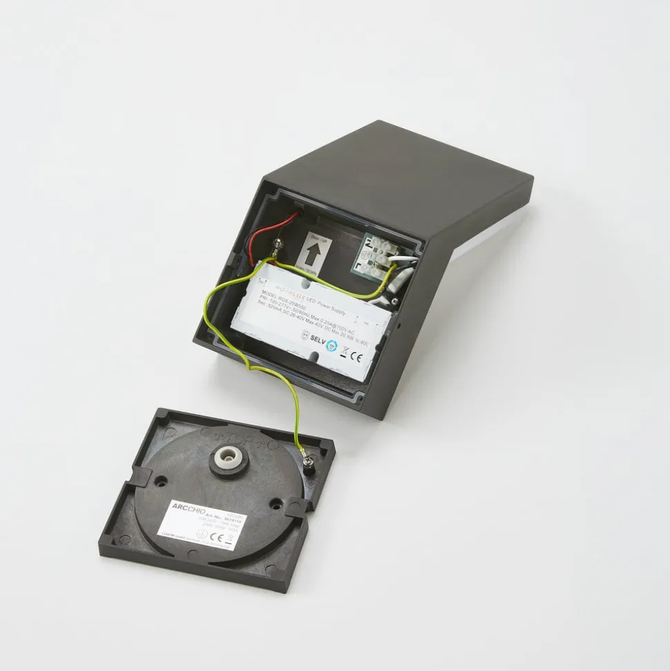 Arcchio utendørs LED-vegglampe Yolena, antrasitt, aluminium, 21 cm