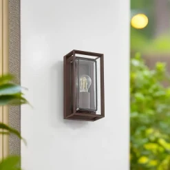 Arcchio utendørs vegglampe Ismera, rustfarget, IP65, glass, E27