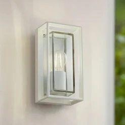 Arcchio utendørs vegglampe Ismera, hvit, IP65, glass, E27