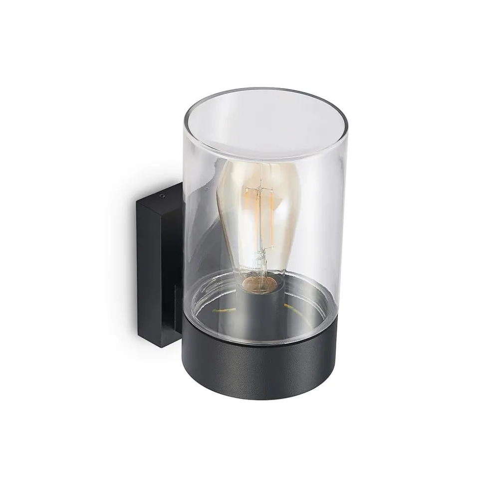 Arcchio utendørs vegglampe Liljana, svart, 21 cm, IP65, glass