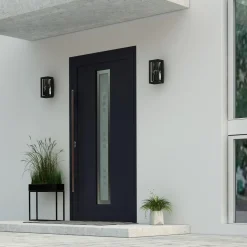 Arcchio utendørs vegglampe Ismera, antrasitt/klar, IP65, glass