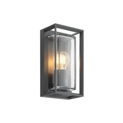 Arcchio utendørs vegglampe Ismera, antrasitt/klar, IP65, glass