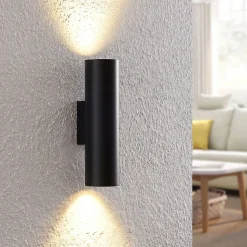 Arcchio vegglampe Brinja, svart, metall, opp/ned, GU10