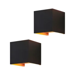 Arcchio vegglampe Zuzana, sett med 2 stk, svart-gull, G9, 10 cm