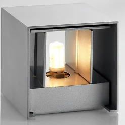 Arcchio vegglampe Zuzana, kantet, aluminiumsfarget, G9, 10 cm