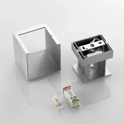 Arcchio vegglampe Zuzana, kantet, aluminiumsfarget, G9, 10 cm