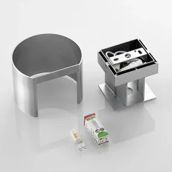 Arcchio vegglampe Zuzana, rund, aluminiumsfarget, G9, 13 cm bred