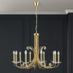 Ariane lysekrone, gullfarget, Ø 92 cm, krystall, 10 lyskilder.