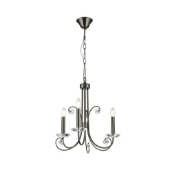 Ariane lysekrone, nikkelfarget, Ø 50 cm, krystall, 3 lyskilder.