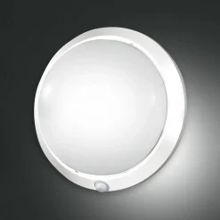 Armilla utendørs vegglampe, hvit, bevegelsessensor, Ø 30 cm