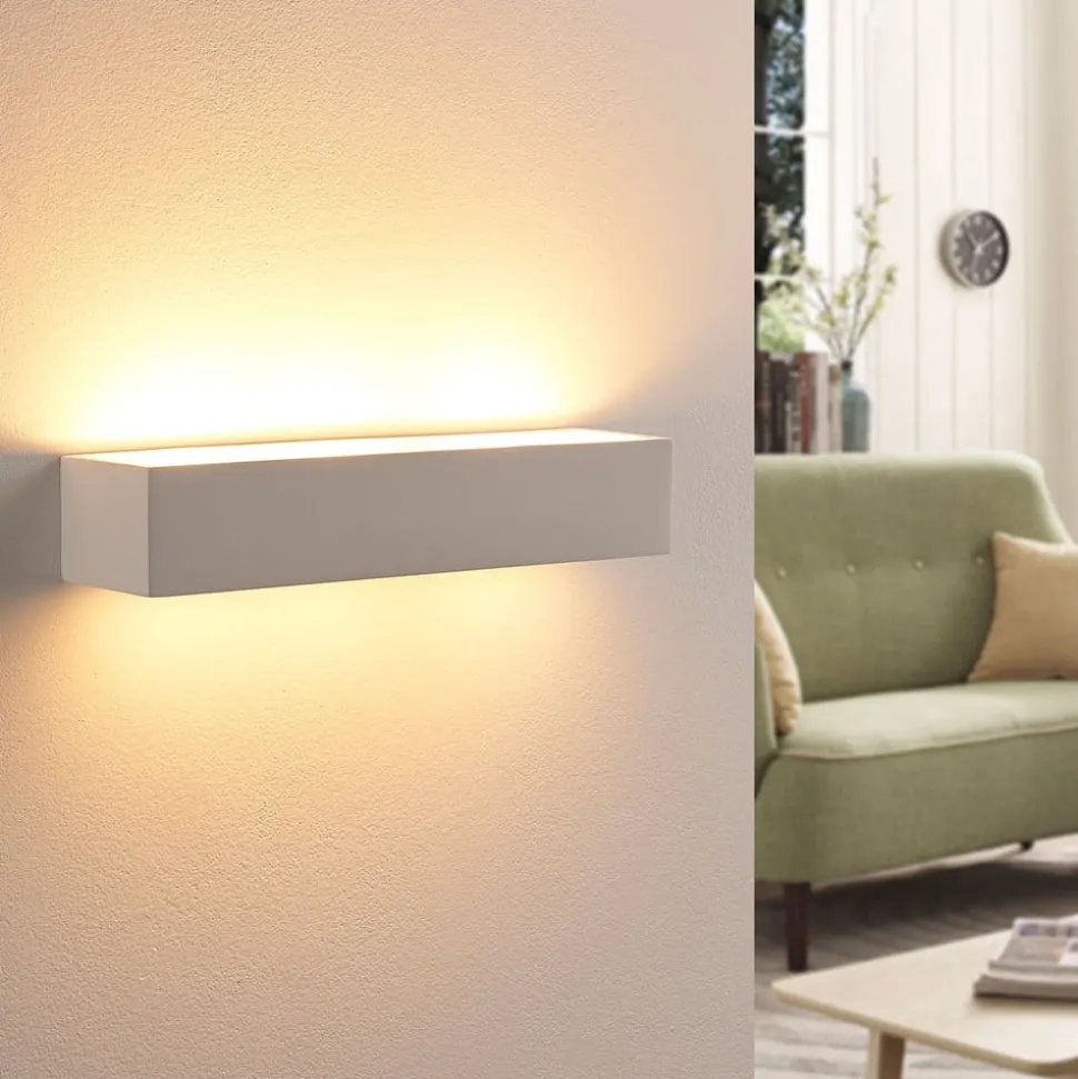 Arya vegglampe, opp/ned, hvit, gips, G9, 2 lyskilder, lakkerbar