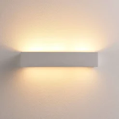 Arya vegglampe, opp/ned, hvit, gips, G9, 2 lyskilder, lakkerbar