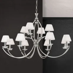 Avala - prektig lysekrone i nikkel og hvitt