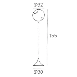 Ballroom gulvlampe, blå, glass, håndblåst, dimbar