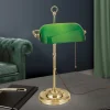 Banklampe Harvard med trekkbryter, messing/grønn