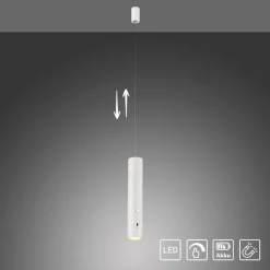 BARE LYS. Fest hengelampe med oppladbar LED, hvit, jern