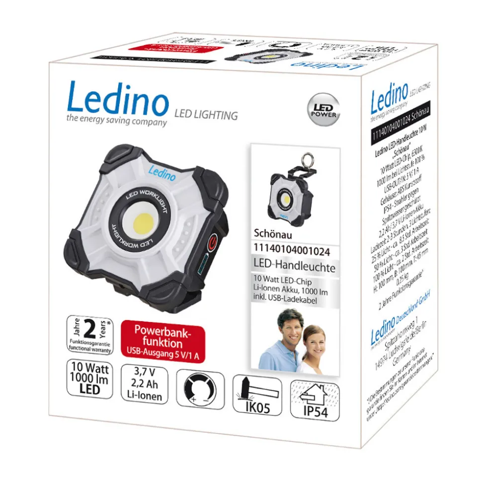 Batteridrevet spot Schönau, LED-håndlampe m 1000lm