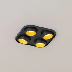 Bega LED innfelt spot Studio Line svart/messing, 4 lyskilder.