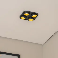 Bega LED innfelt spot Studio Line svart/messing, 4 lyskilder.