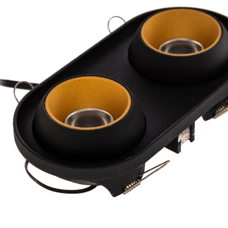 Bega LED innfelt spot Studio Line, svart/messing, 2 lyskilder.