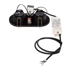 Bega LED innfelt spot Studio Line, svart/messing, 2 lyskilder.