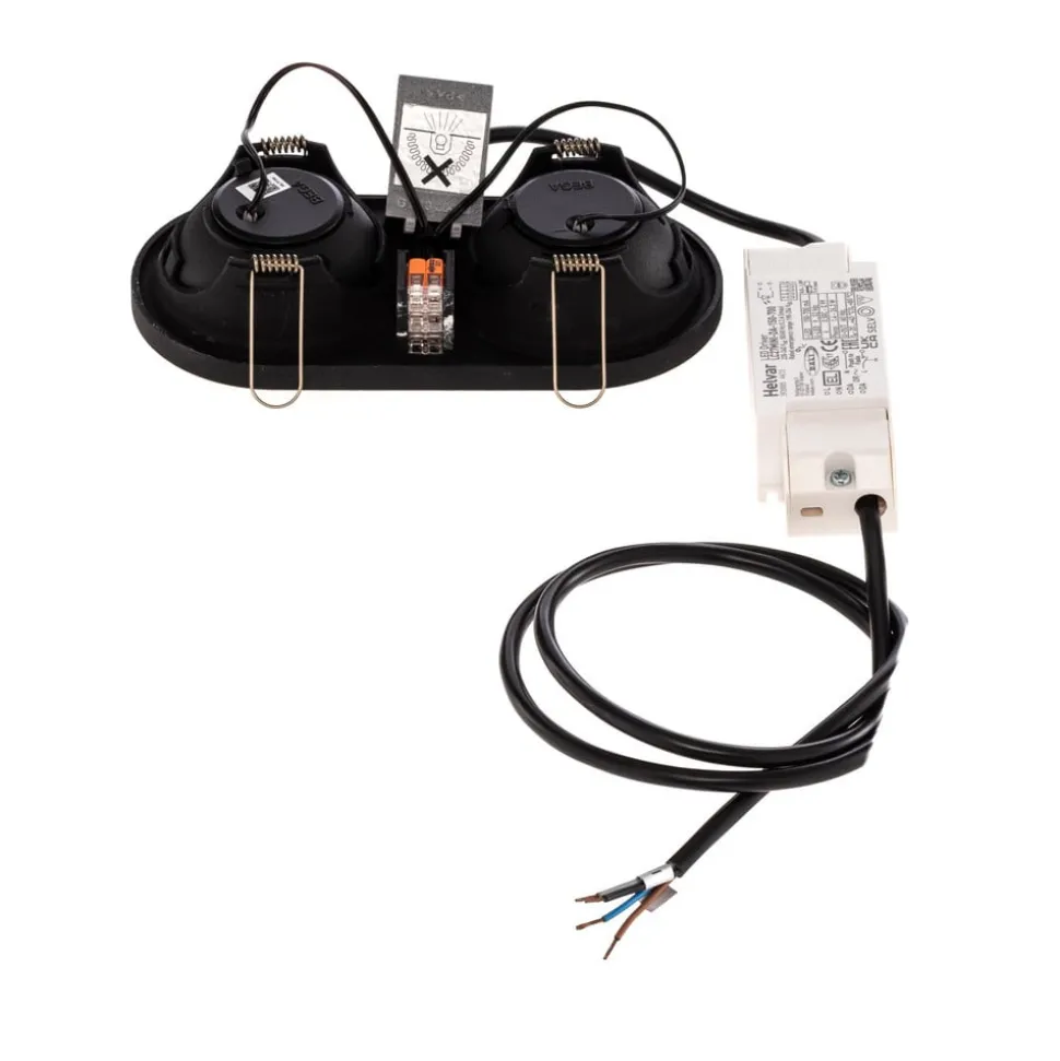 Bega LED innfelt spot Studio Line, svart/messing, 2 lyskilder.