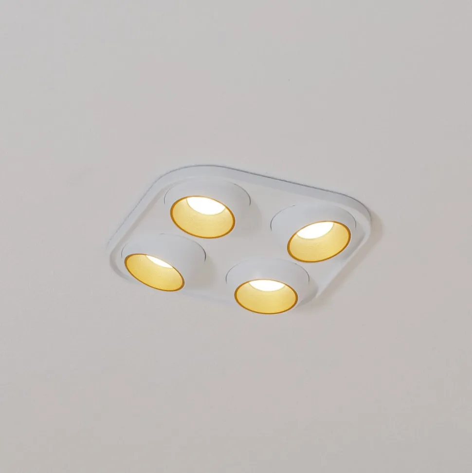 Bega LED innfelt spot Studio Line, hvit/messing, 4 lyskilder.