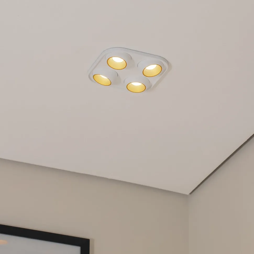 Bega LED innfelt spot Studio Line, hvit/messing, 4 lyskilder.