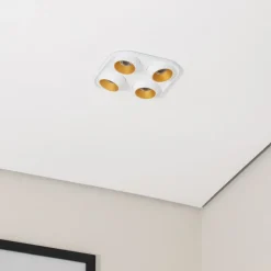 Bega LED innfelt spot Studio Line, hvit/messing, 4 lyskilder.