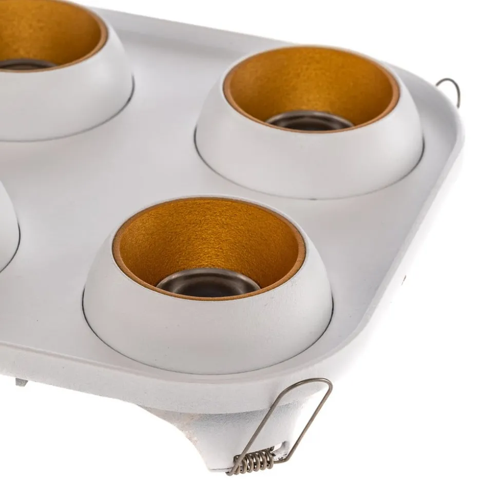 Bega LED innfelt spot Studio Line, hvit/messing, 4 lyskilder.