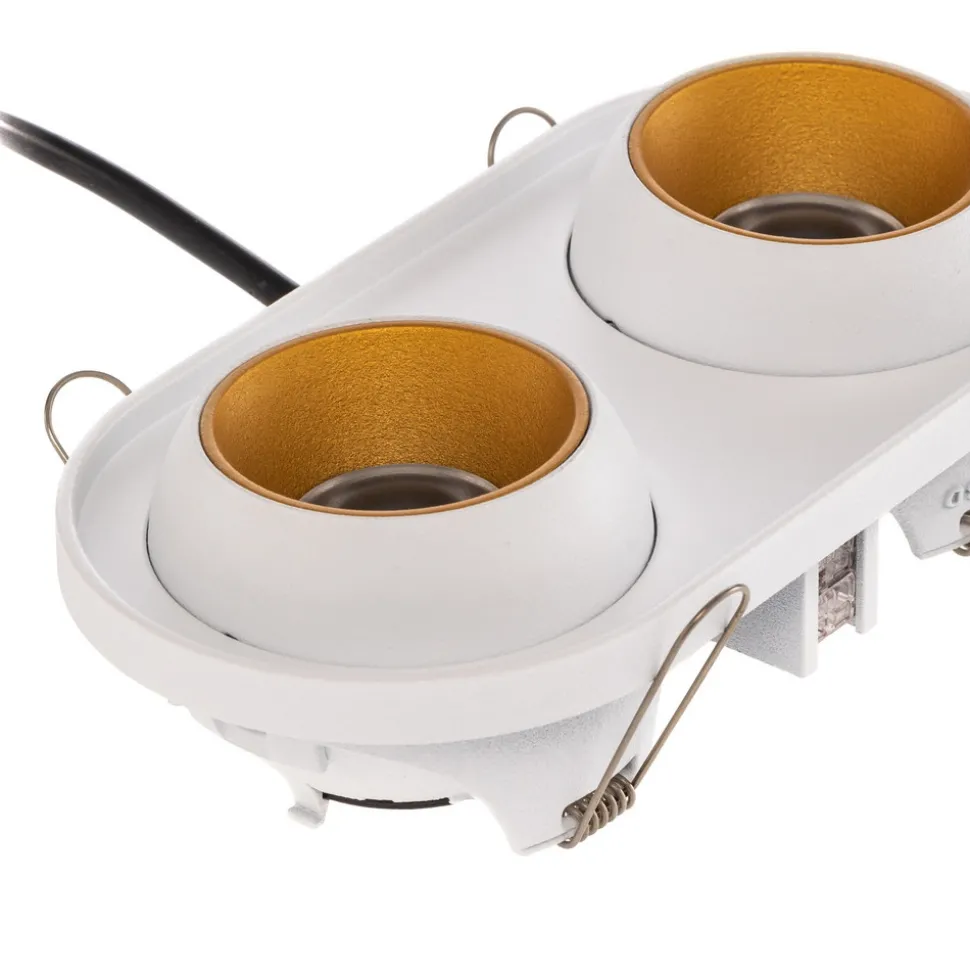 Bega LED innfelt spot Studio Line, hvit/messing, 2 lyskilder.