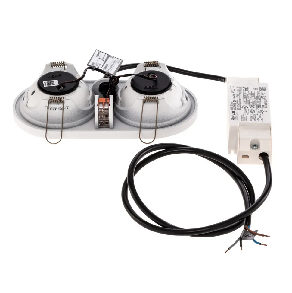 Bega LED innfelt spot Studio Line, hvit/messing, 2 lyskilder.