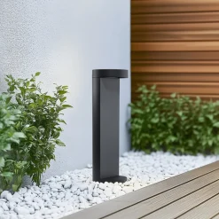 Bega LED-sokkellampe 84749, grafitt, støpt aluminium, glass