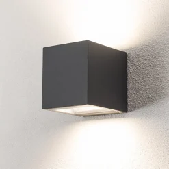 Bega utendørs vegglampe 24719 K3, grafitt, opp/ned, støpt aluminium