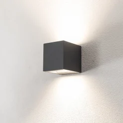 Bega utendørs vegglampe 24719 K3, grafitt, opp/ned, støpt aluminium