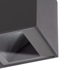 Bega utendørs vegglampe 24719 K3, grafitt, opp/ned, støpt aluminium