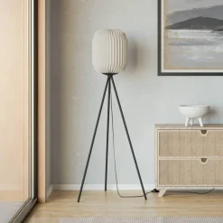 Belgrave gulvlampe, høyde 141,5 cm, svart/hvit, metall