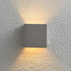 Betongvegglampe Smira i grått, 12,5x12,5cm