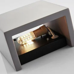 Betongvegglampe Smira i grått, 12,5x12,5cm