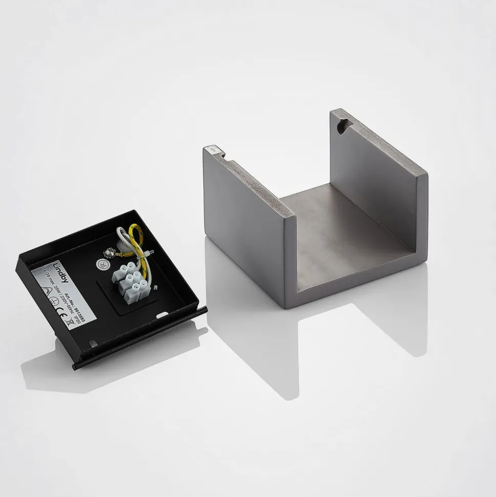 Betongvegglampe Smira i grått, 12,5x12,5cm