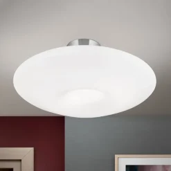 Blanc taklampe, opalt glass, matt nikkel