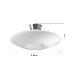 Blanc taklampe, opalt glass, matt nikkel