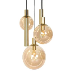 Bollique hengelampe, 5 lyskilder, rund, messing, GU10 + E27