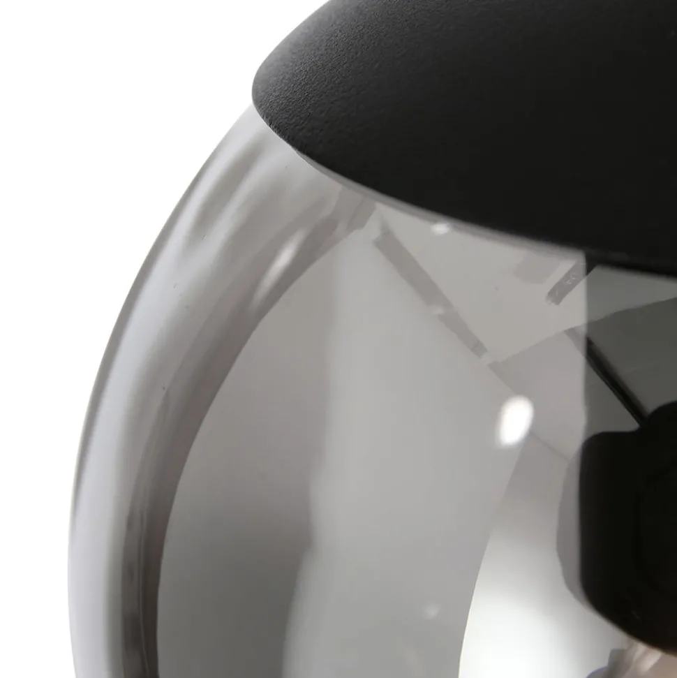 Bollique hengelampe, røykgrå/svart, glass, 5 lyskilder