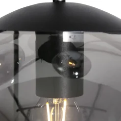 Bollique hengelampe, røykgrå/svart, glass, 5 lyskilder