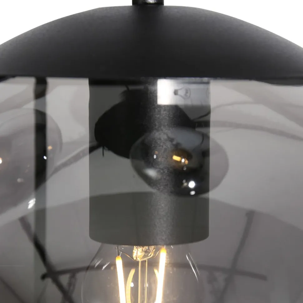 Bollique hengelampe, røykgrå/svart, glass, 5 lyskilder