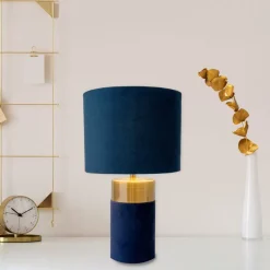 Bordlampe 3189512, tekstilskjerm, blå