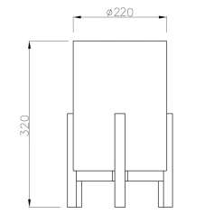 Bordlampe 3193, tre, tekstil i lin, høyde 32 cm